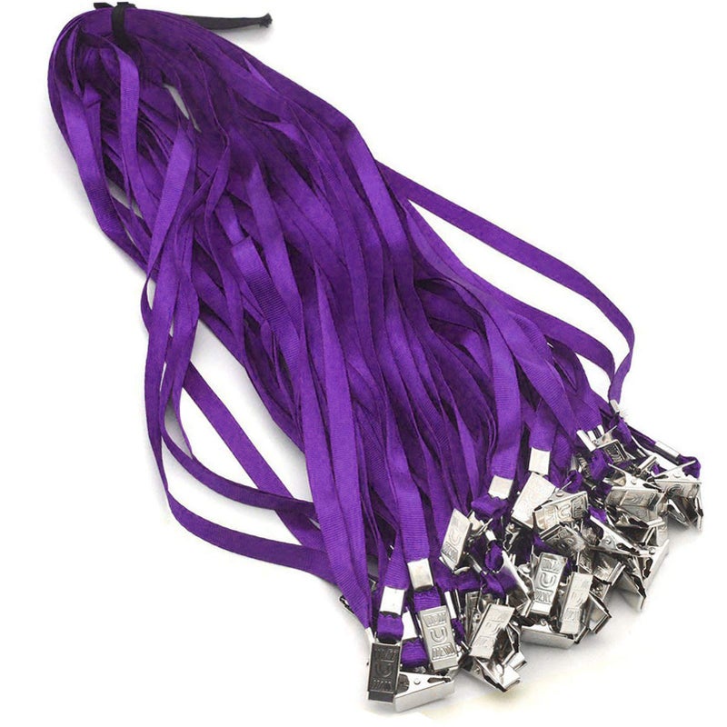 Bird Fiy 50 Pcs Bulk Purple Lanyard for Lanyards Clip Name Badge Holde School,Work,Company, Kids (Purple) - Image 1